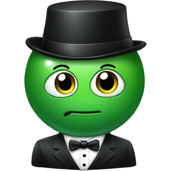 green pee pod wearing a tuxedo emoji