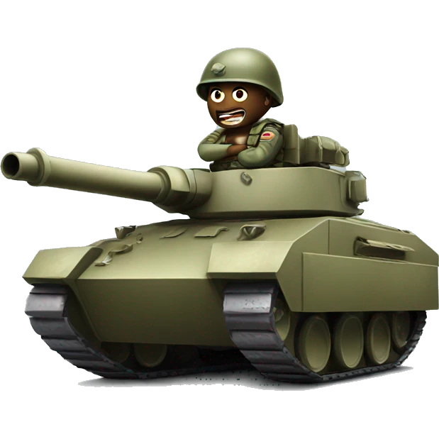 angry faced soldier riding tank emoji