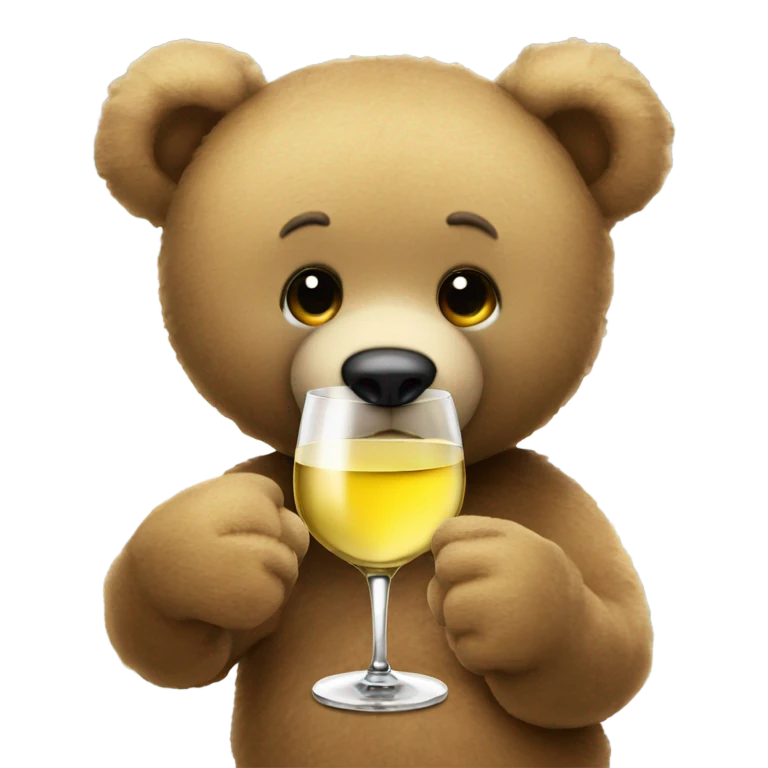 Teddy Bear drinking one glass of white wine emoji