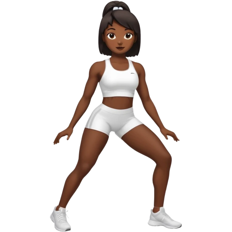 darkskin back woman in white sportswear Fit body focus chin to thigh emoji