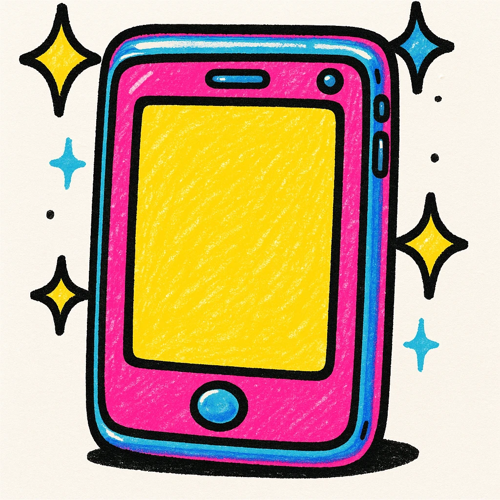 pink iPad in y2k style, metallic accents, sparkles emoji