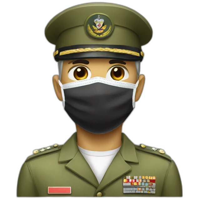 a military Head Portraits in a Medical masks emoji