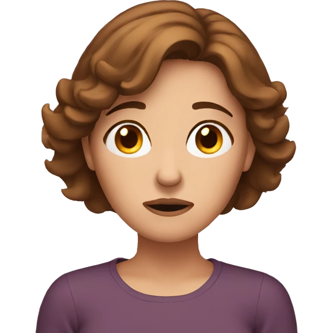 worried homely woman brown hair emoji