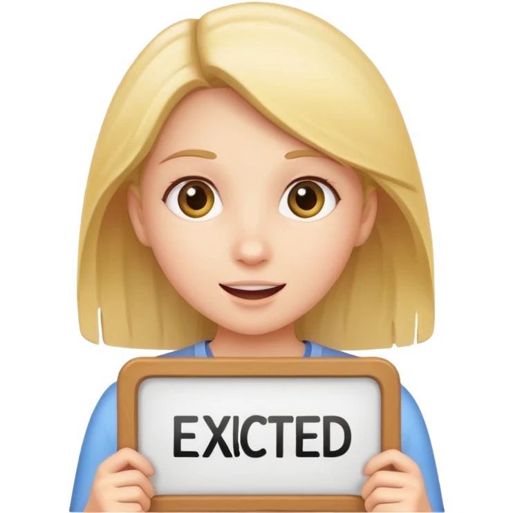 girl holding sign that says i’m excited emoji