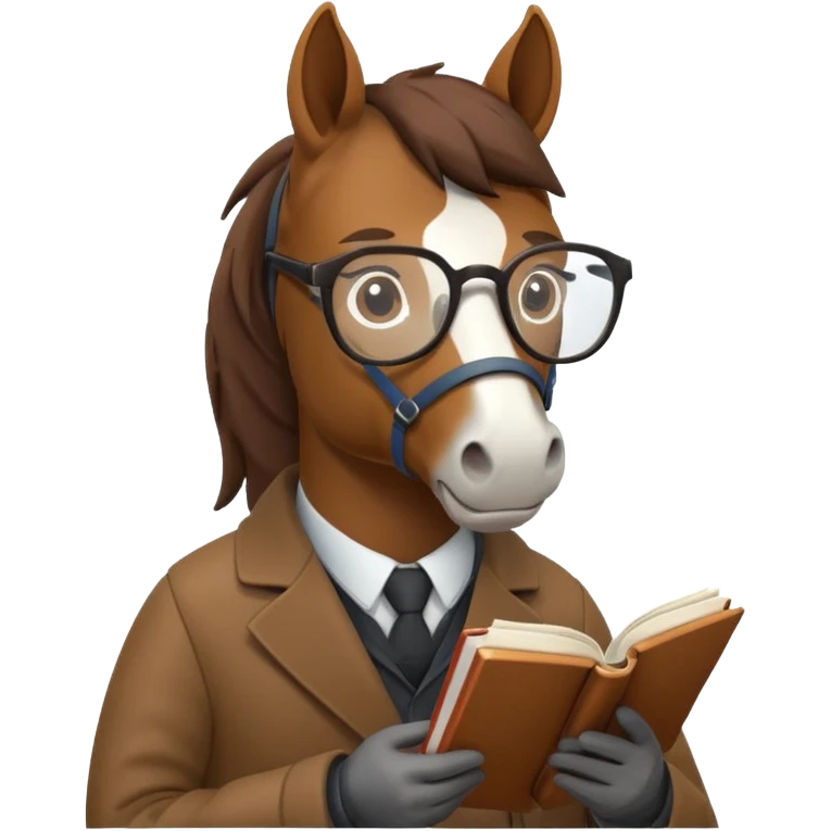 horse read book with glasses emoji