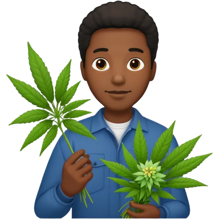 Black Man holding a bouquet of marijuana  emoji
