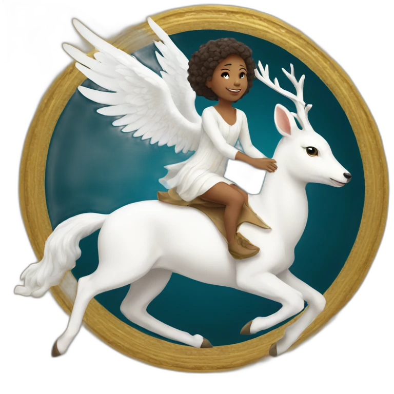 An angel riding white deer emoji