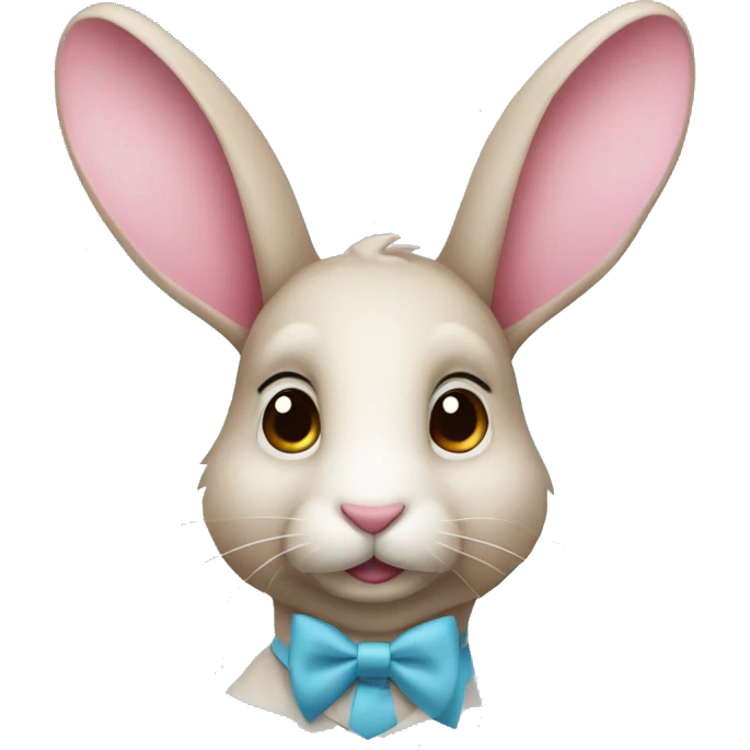 Conejo rosa con corbata celeste  emoji