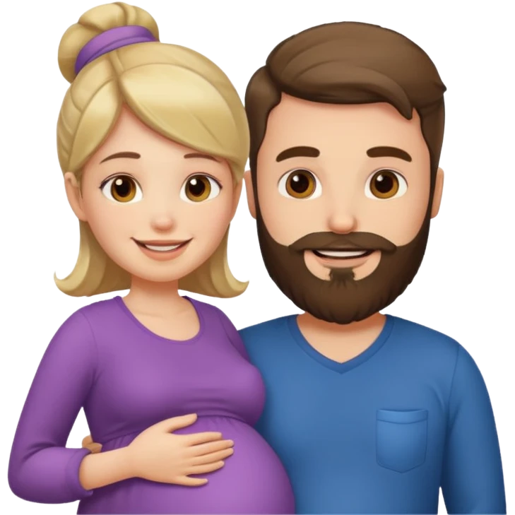Una mujer embarazada y un hombre con barba  emoji