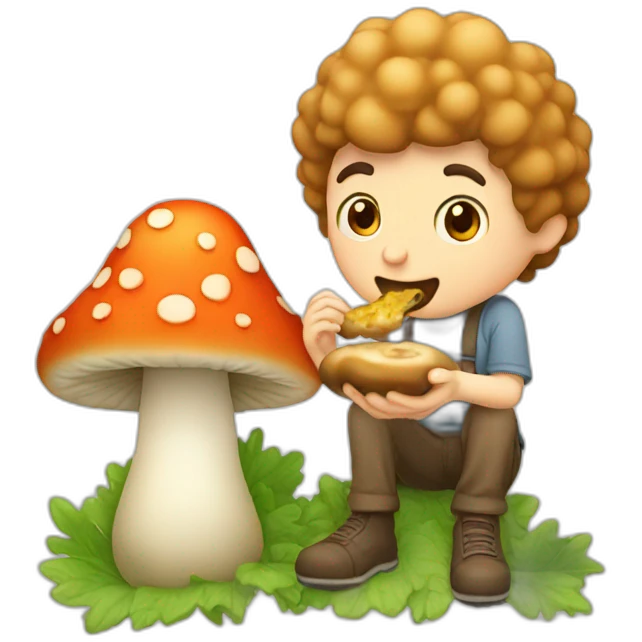 male eating mushroom with bernadoodle emoji