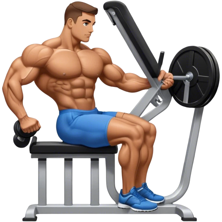 side-view bodybuilder seated weighted calf-raise machine emoji