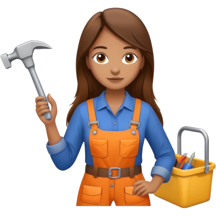 beautiful girl with long brown hair constructing new bathroom area with new shower and amenities  emoji