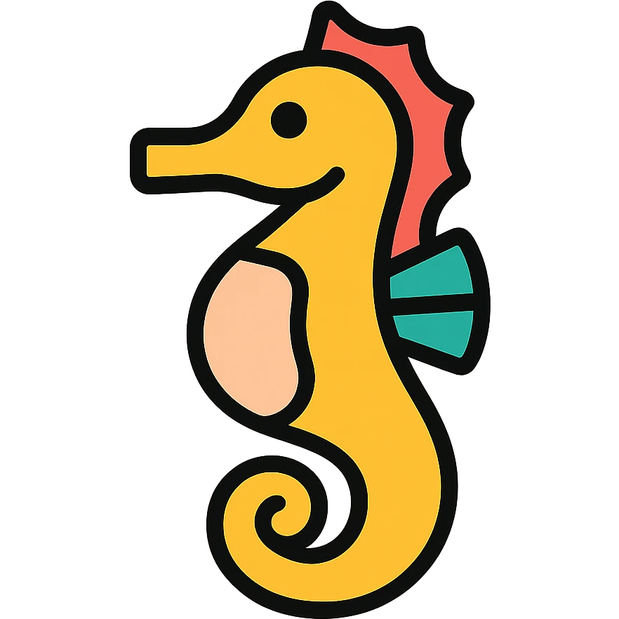 colored seahorse icon emoji