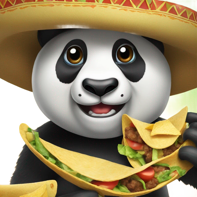 A panda eating mexican food with sombrero  emoji