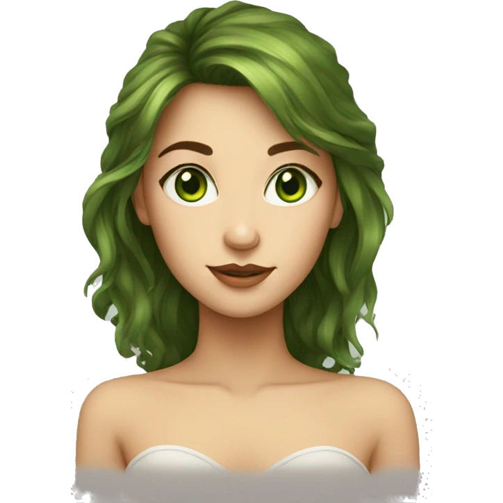 Green-eyed girl portrait with cheveux bruns emoji