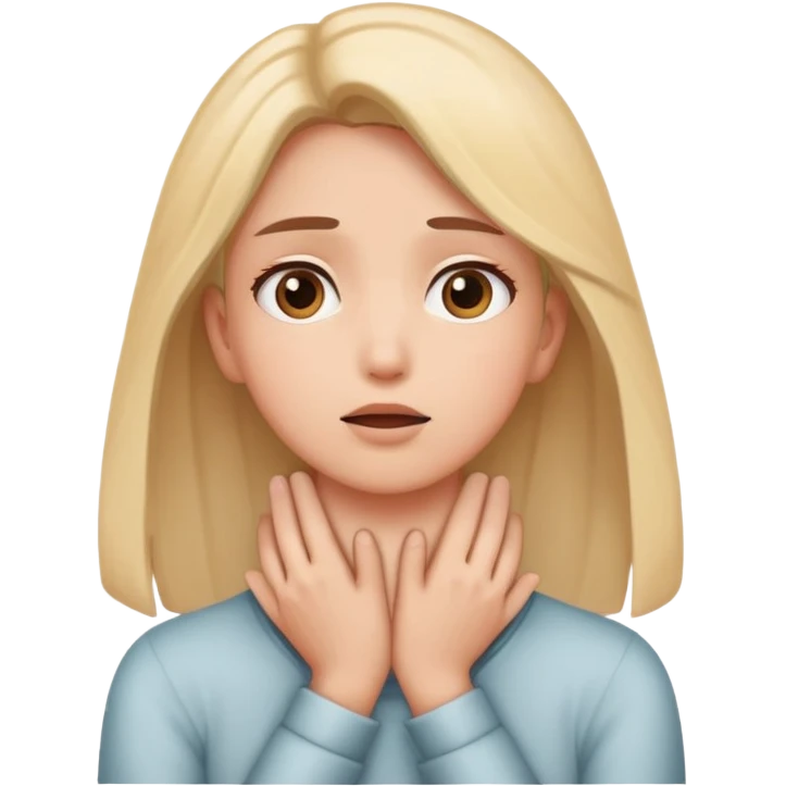 person holding hands on neck and eyes looking up emoji