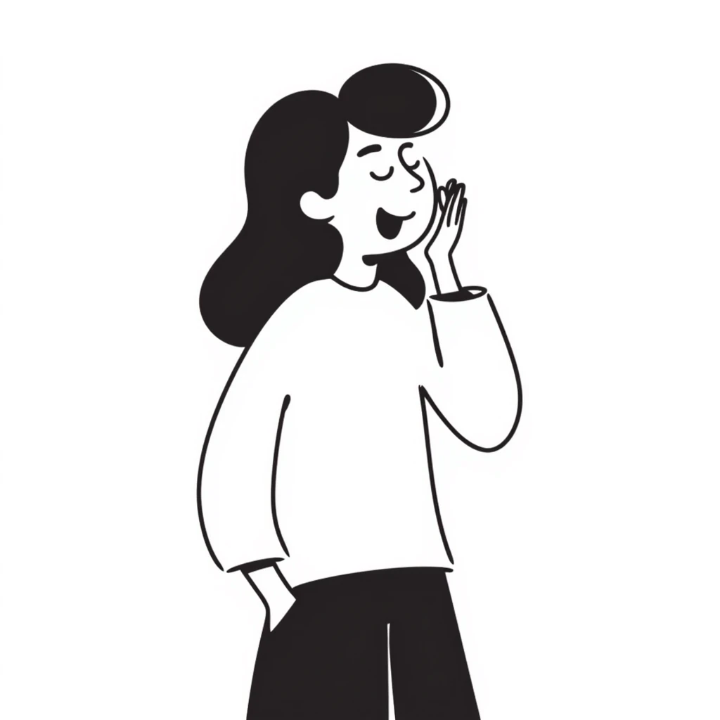 hand-drawn person yawning with loose lines emoji