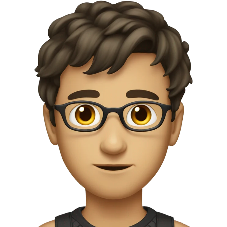 Brunette boy giving side eye with curtain bangs on both sides  emoji