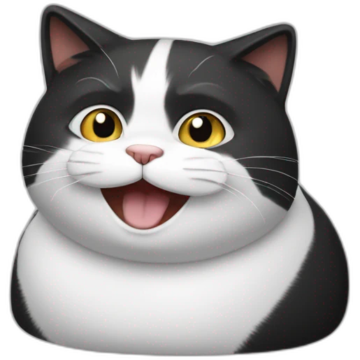 black-white fat cat smiling emoji