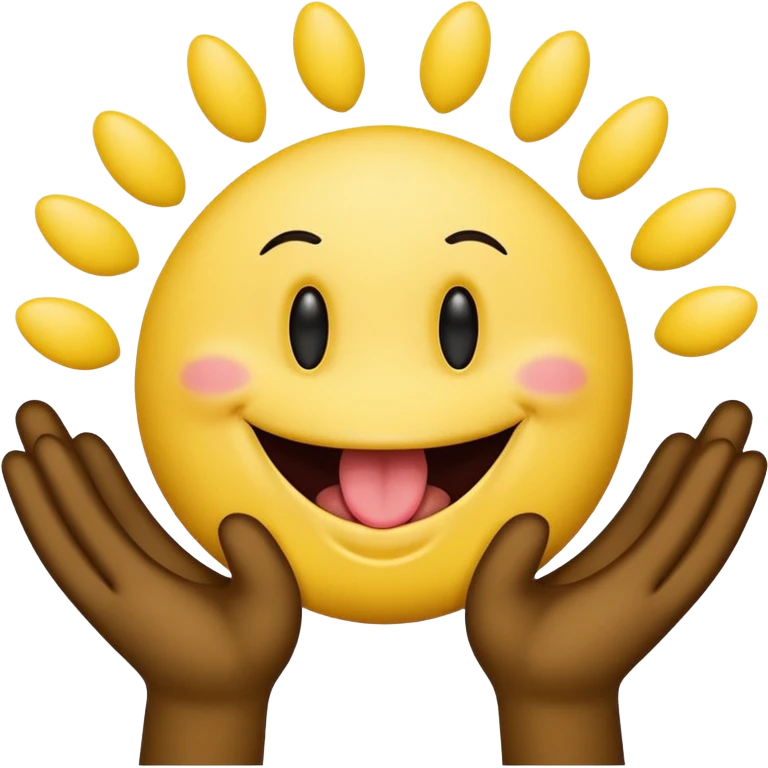 Hands spreading open while a smiley face with its tongue out is in the middle emoji