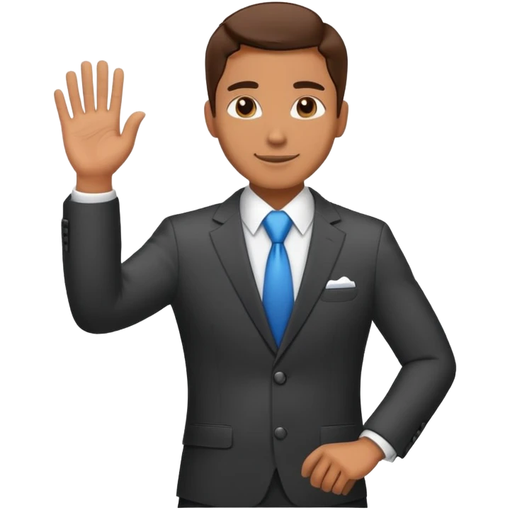 Professional salesman in suit with handshake gesture emoji
