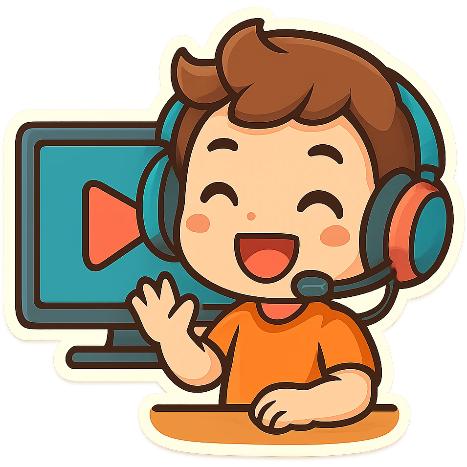 streaming emoji, TV with play button, cheerful, colorful emoji