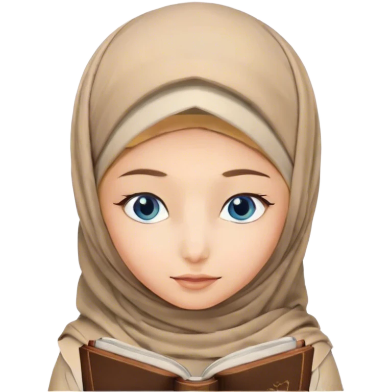Turkish blonde sakura design Hijabi girl with blue eyes and beautiful finish reading quran emoji