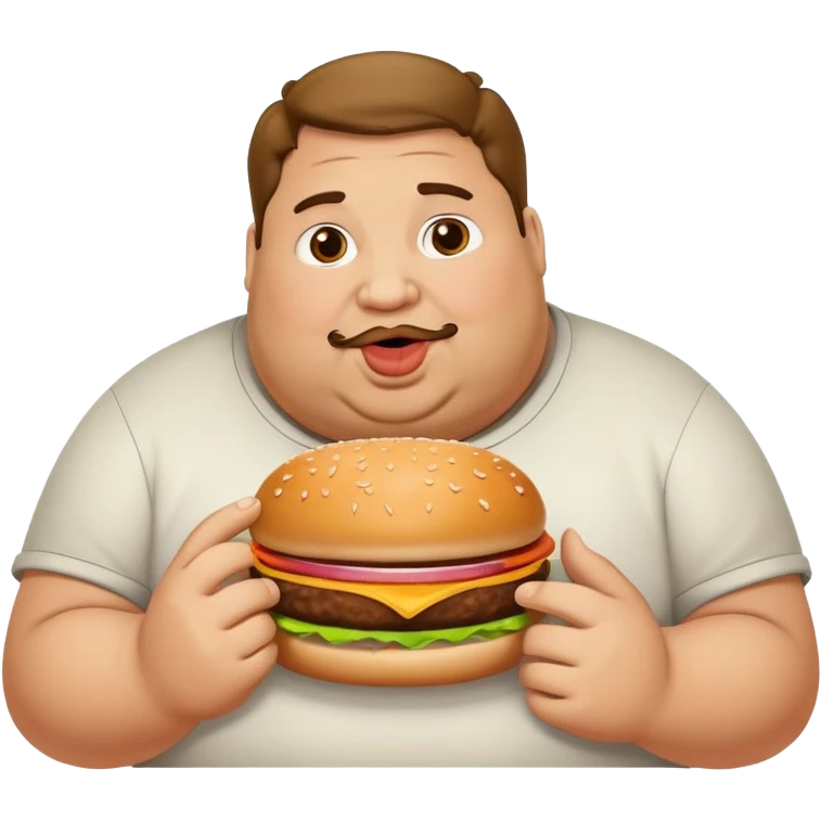 A fat guy eating a hamburger ￼ emoji