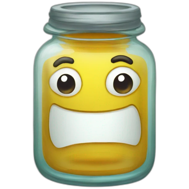 a glass jar of liquid smirks slyly emoji