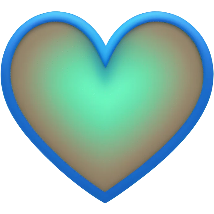 Heart that lines are blue and middle part goes green gradiently emoji