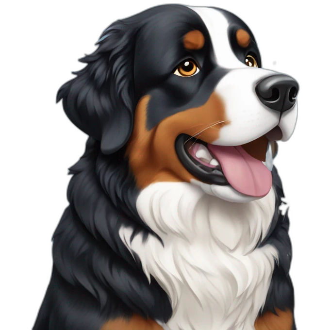 Bernese mountain dog eating snowflakes emoji