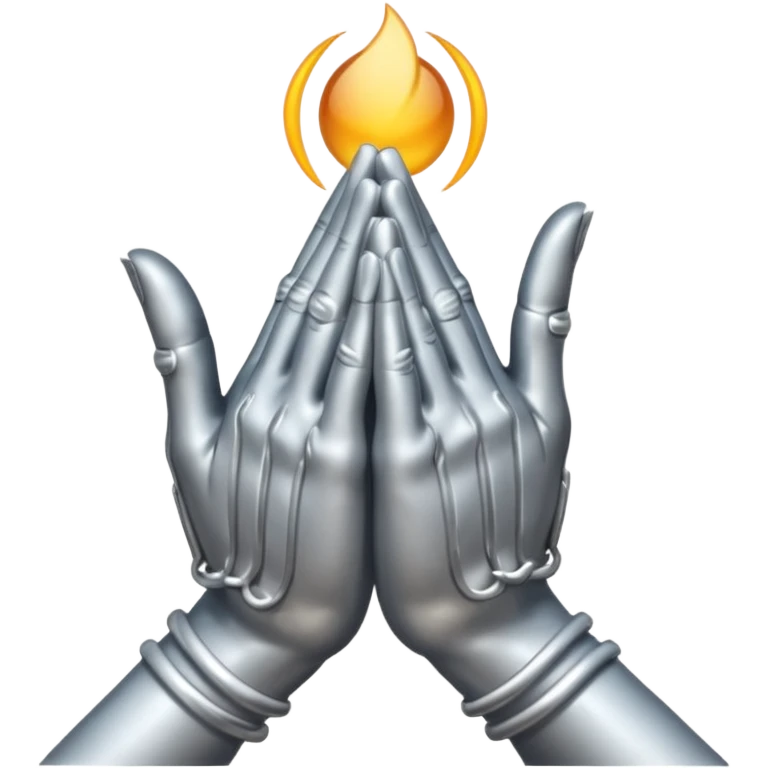 praying metallic hands, realistic proportions emoji