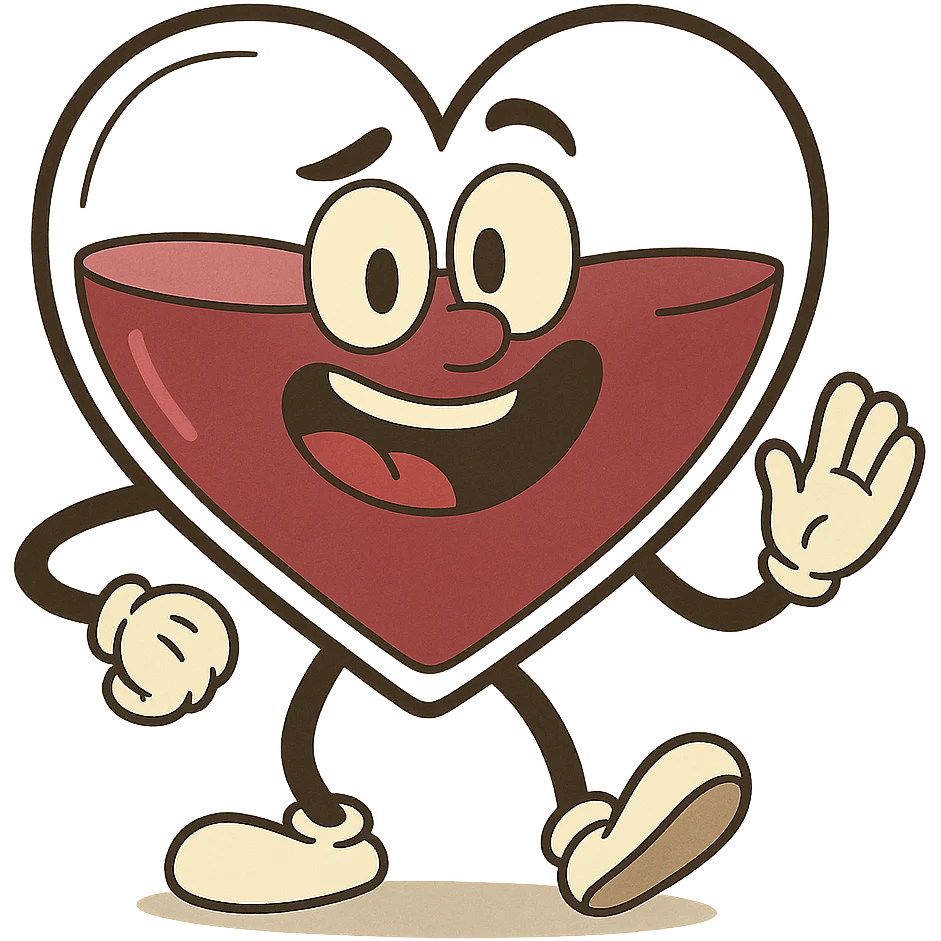 flat toon style red wine heart emoji