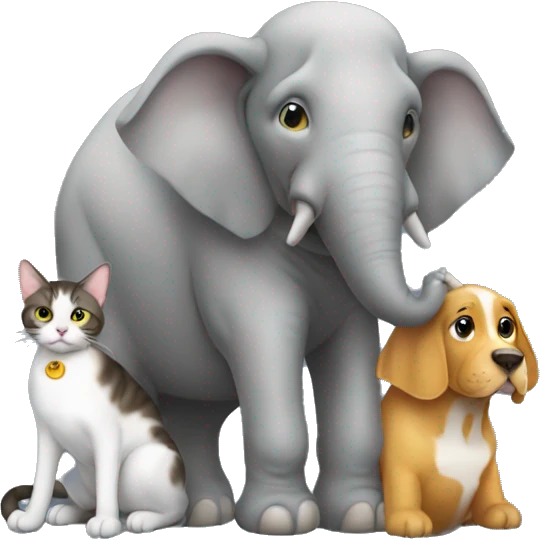 cat sitting on a dog sittin on a elephant emoji
