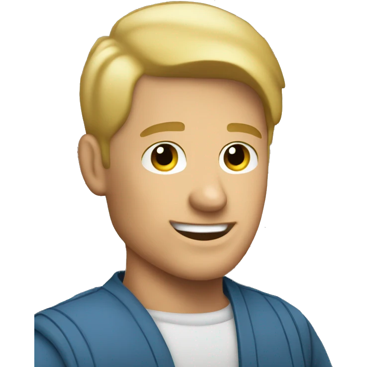 blonde man storekeeper holding pillows emoji
