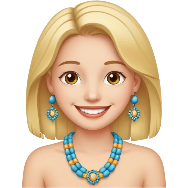 Счастливая Девушка с украшение на шее в виде бус emoji