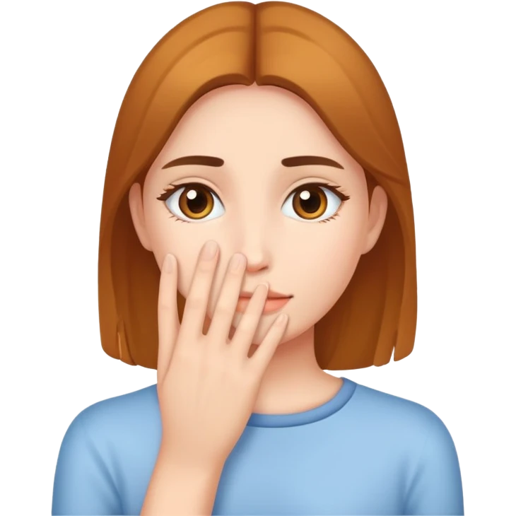 Эмодзи девушки которая прикрывает нижнюю часть лица рукой  emoji