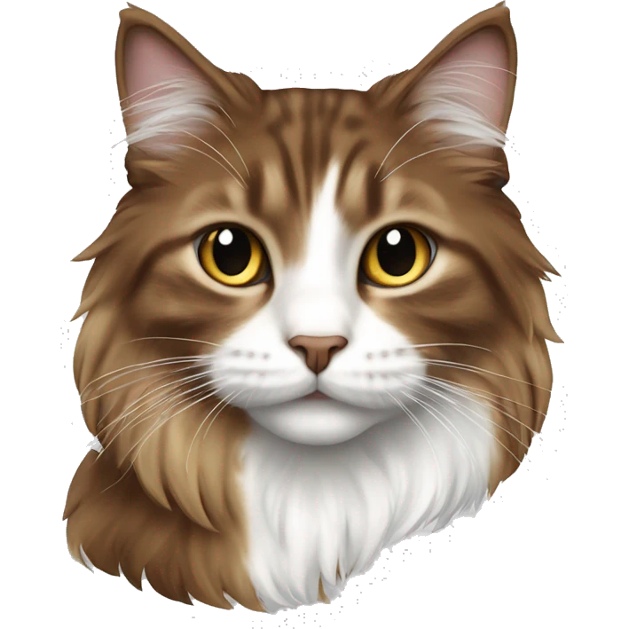 spenny cat brown and white long haired emoji