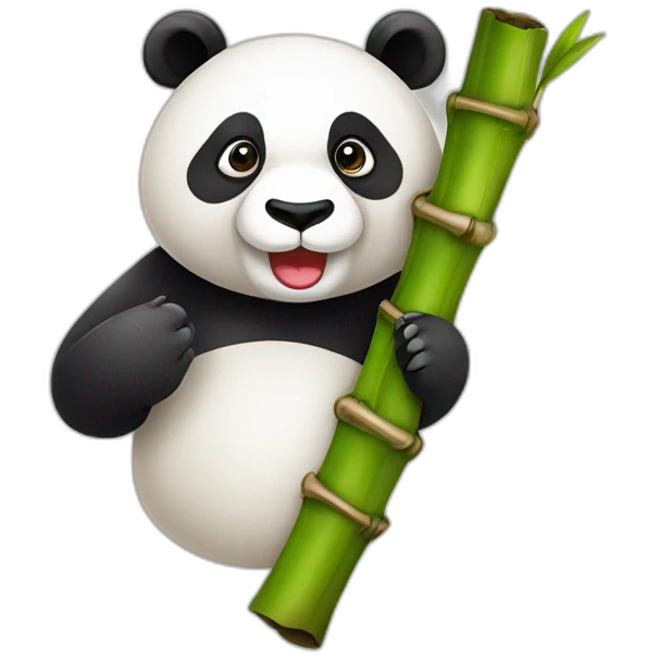 Panda avec un bambou dans la bouche  emoji