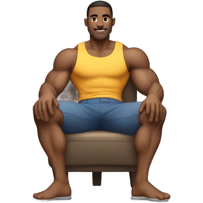 muscular male relaxing indoors emoji
