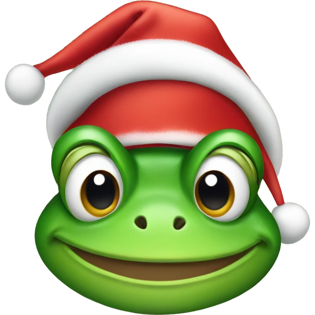 Frog with christmas hat emoji