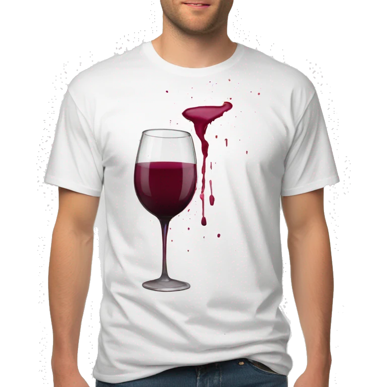 white t-shirt with wine stain emoji
