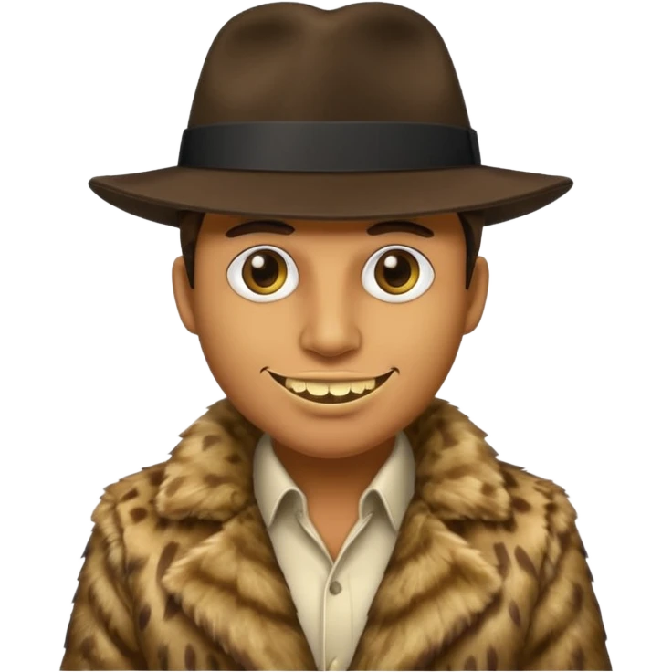 ganster with fur coat and gold teeth emoji