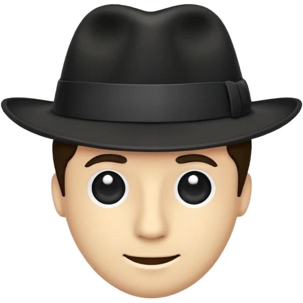 fedora, isolated, transparent background, black emoji