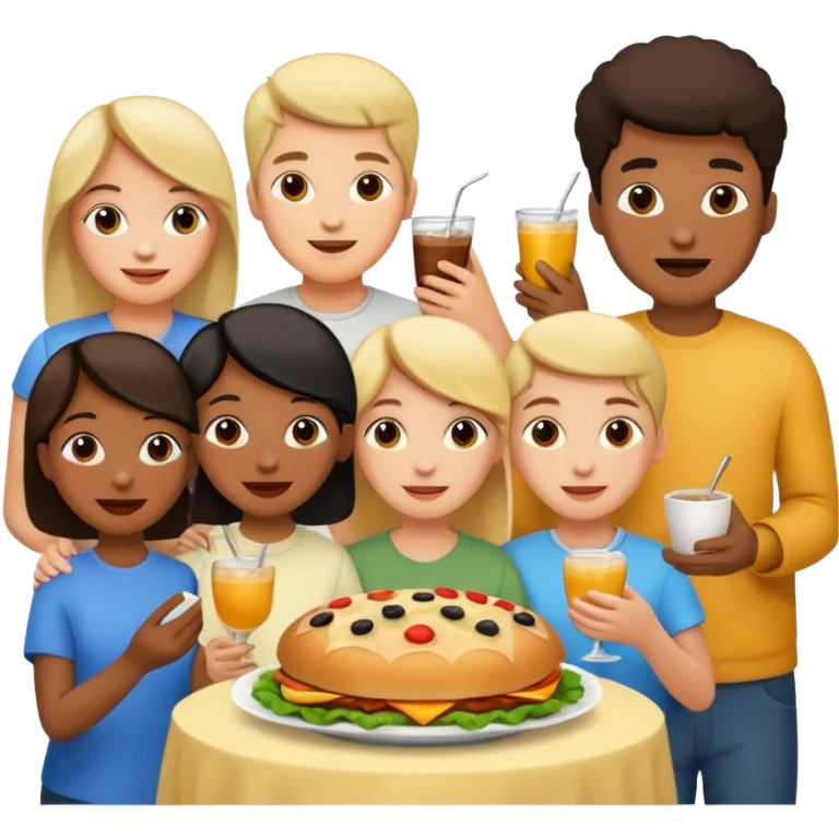 people of different races sharing food emoji