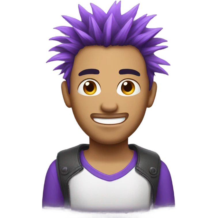 Messy, spiky purple hair emoji for a male character emoji