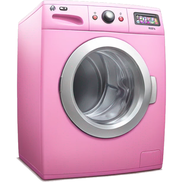 PINK WASHING MACHINE WITH CAR RACING STICKERS ON IT emoji
