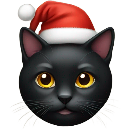 Black cat wearing Christmas hat emoji