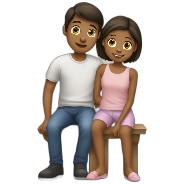 Fille qui fait un câlin à un garcons emoji