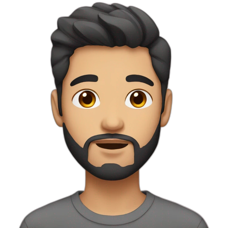 mixed raced asian and european guy, bold with big lips and beard emoji